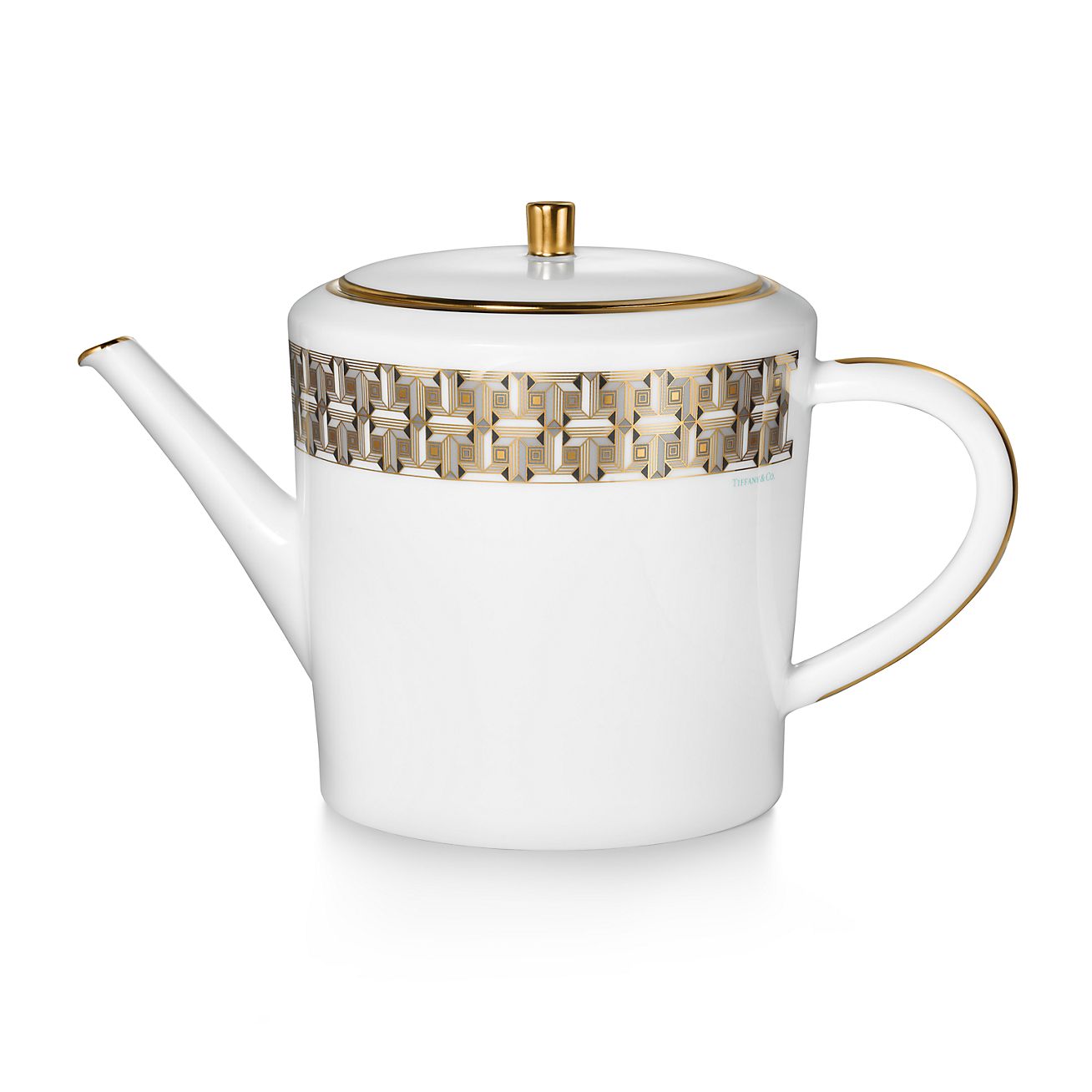 Black Tiffany T True Teapot with a Hand-painted Gold Rim | Tiffany