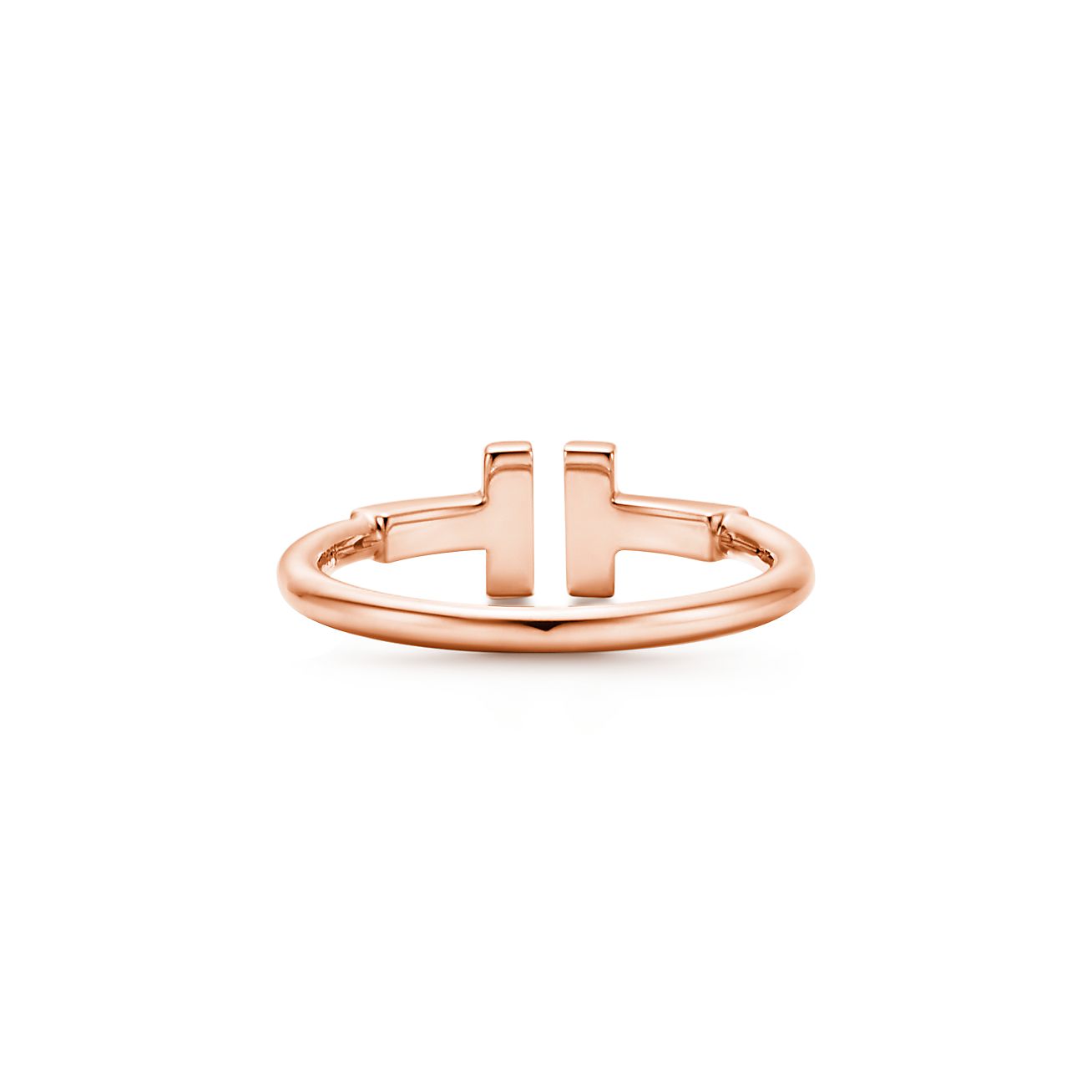 Bague sur fil Tiffany T en or rose 18 carats. Tiffany Co