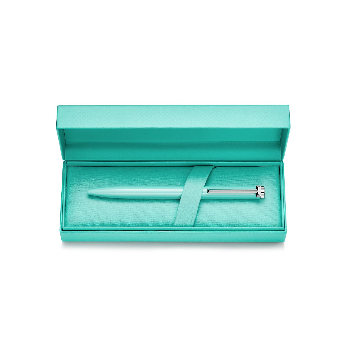 Tiffany T Ballpoint Pen in Brass with Tiffany Blue Lacquer Finish