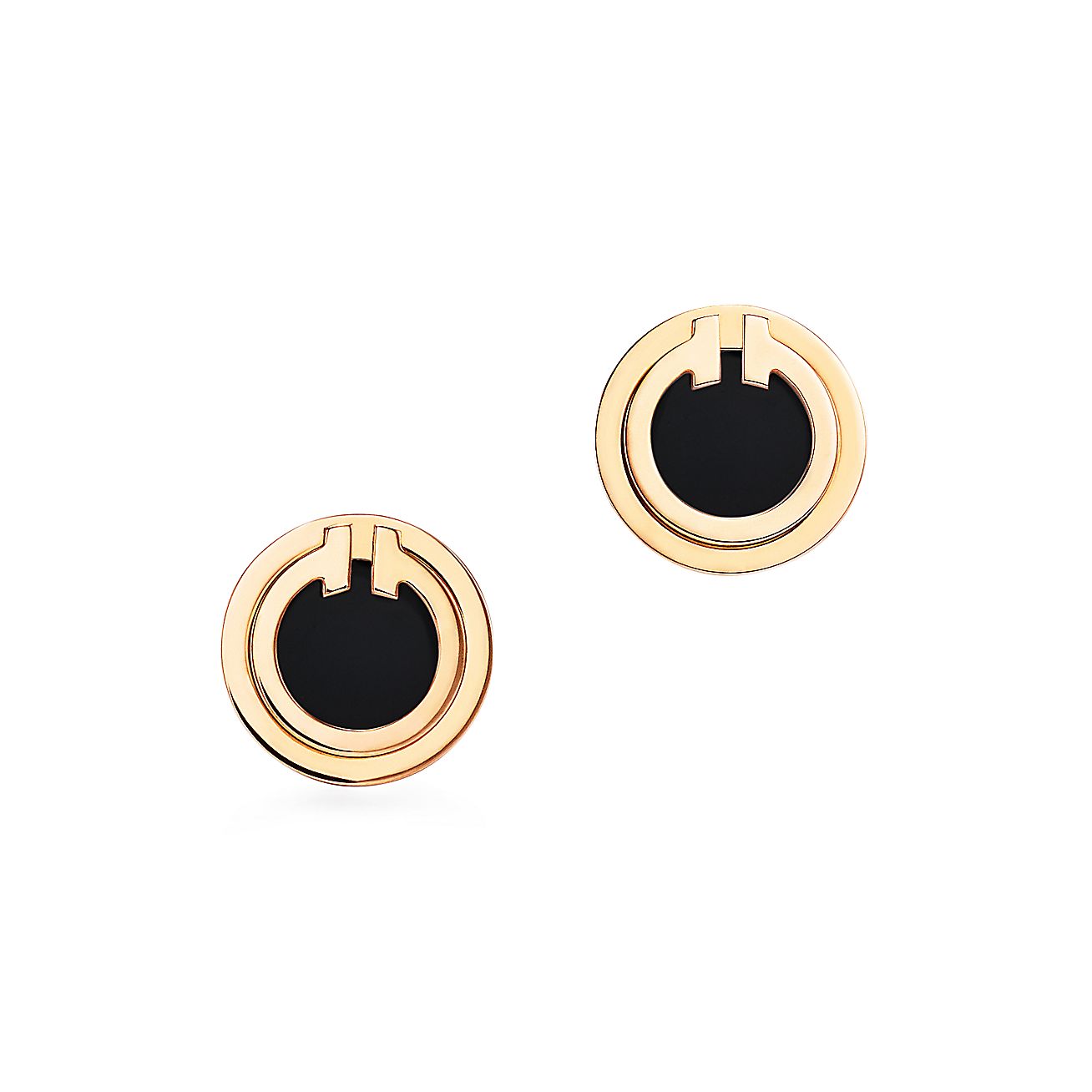 Tiffany T Black Onyx Circle Earrings In 18k Gold Tiffany Co