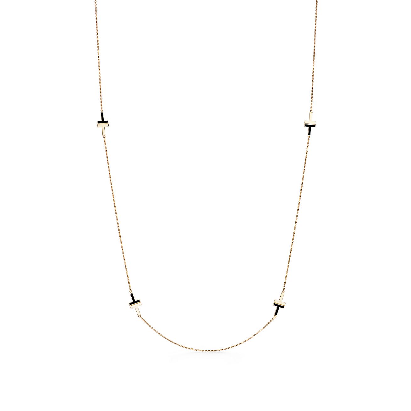 Tiffany T black onyx station necklace in 18k gold. | Tiffany & Co.