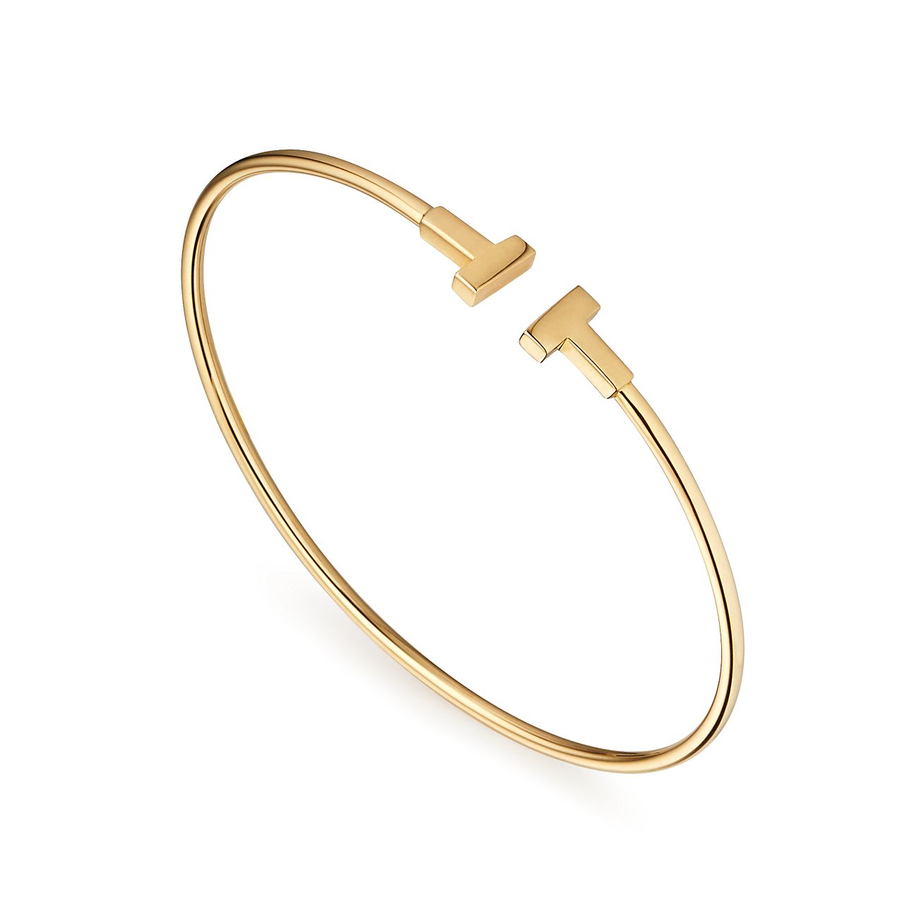 Tiffany T Narrow Wire Bracelet in Yellow Gold - Alternate shot 1