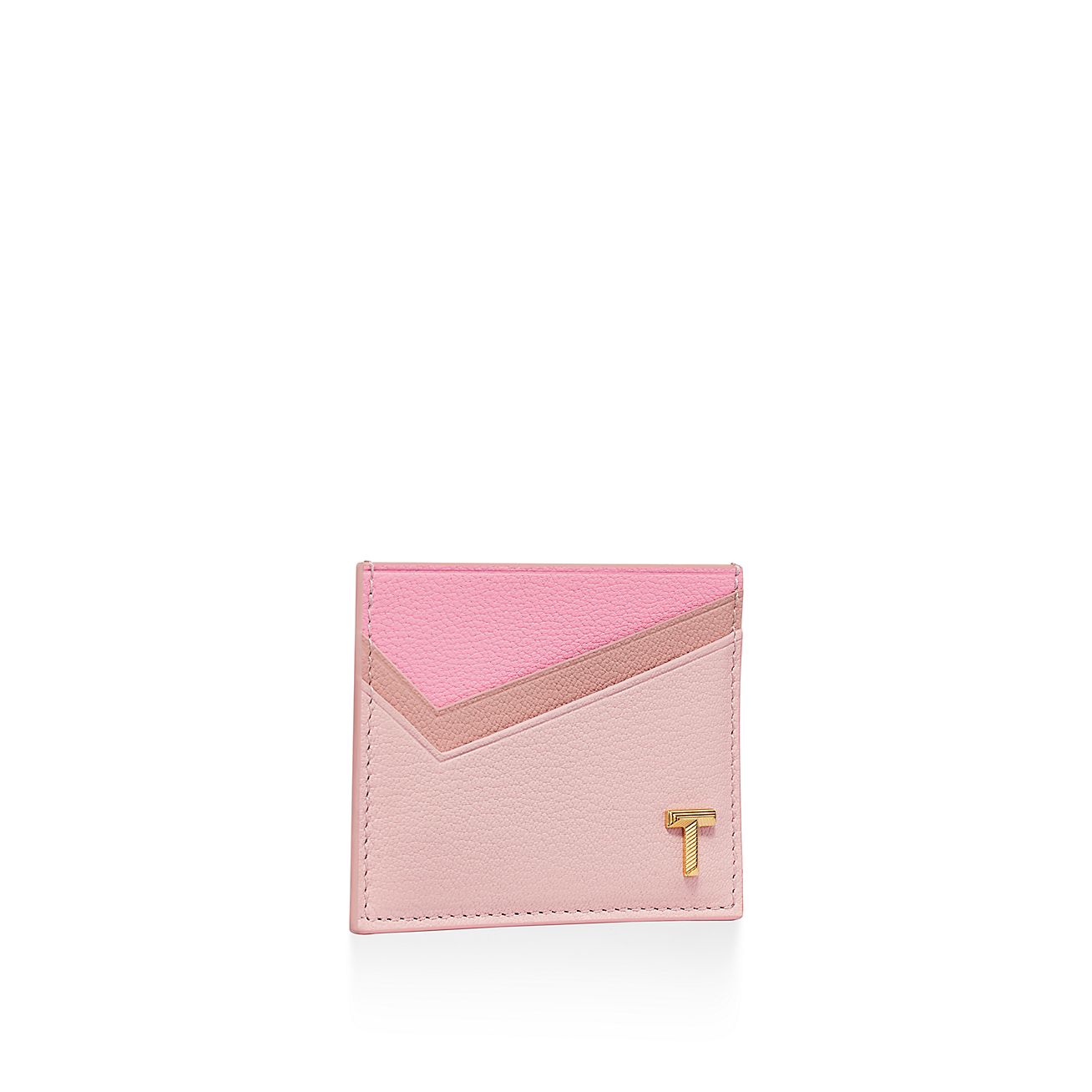 Tiffany T Card Case in Pink Colorblock Leather | Tiffany & Co.