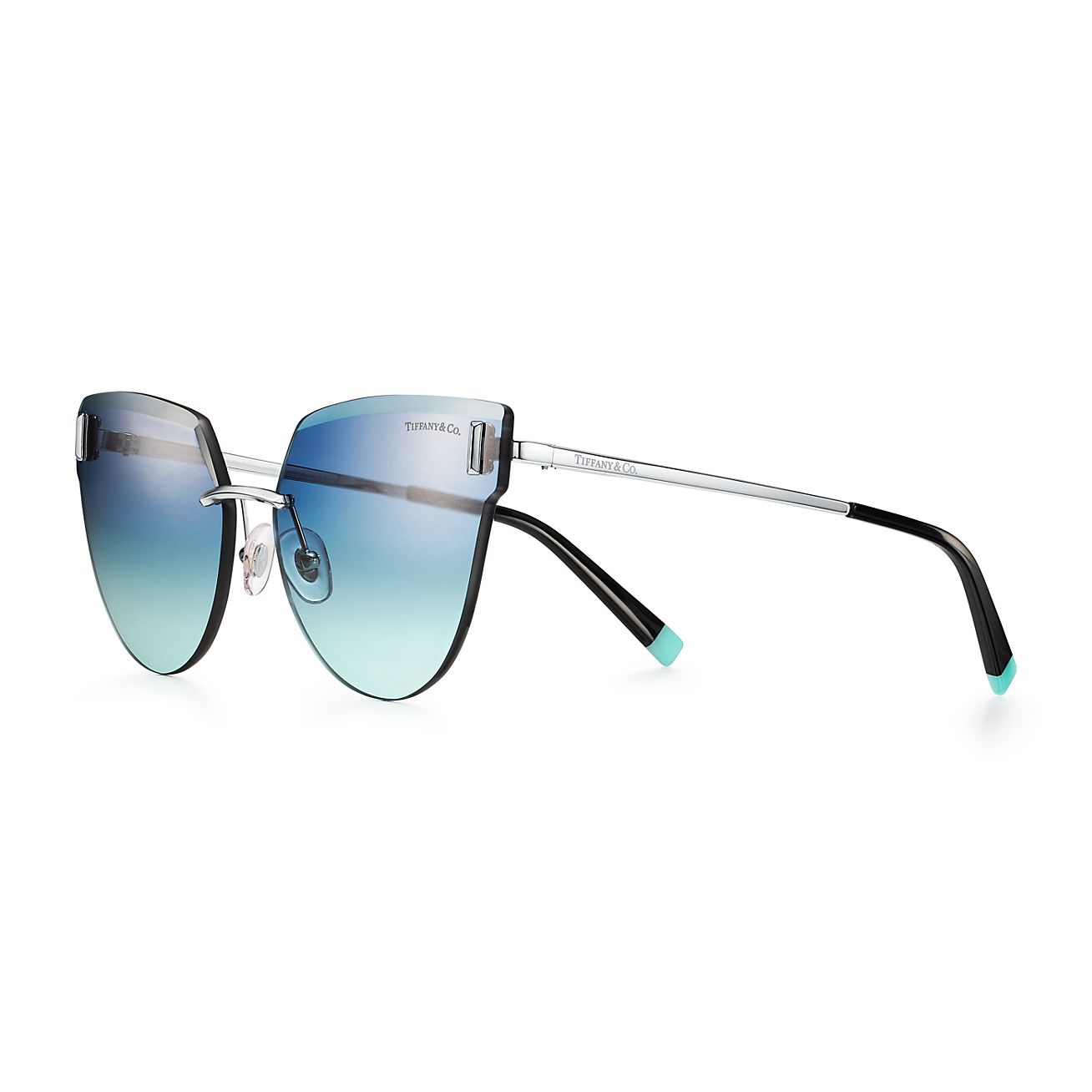Tiffany T Cat Eye Sunglasses In Silver Colored Metal Tiffany Co