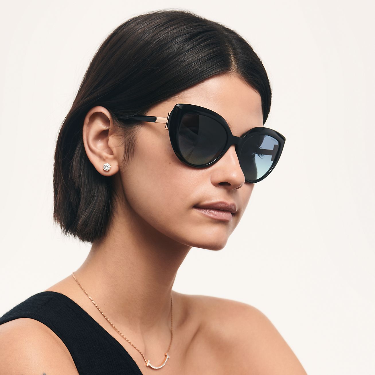 Tiffany T cat eye sunglasses with black acetate. | Tiffany & Co.