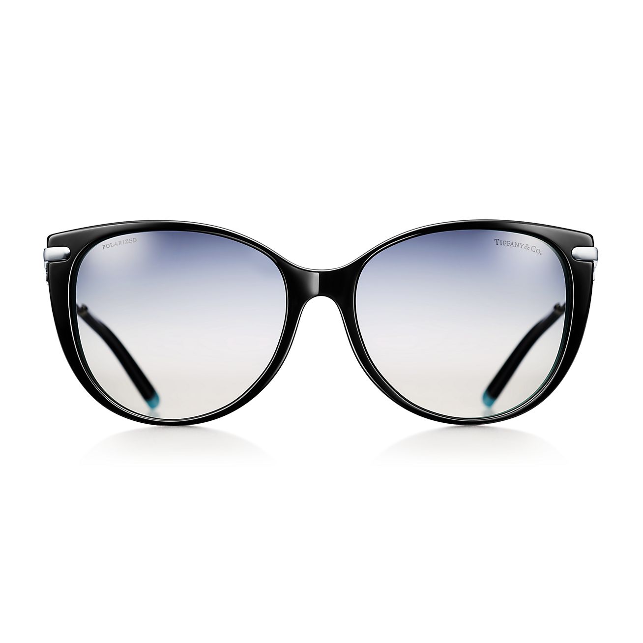 Tiffany T Cat Eye Sunglasses in Black Acetate with Tiffany Blue