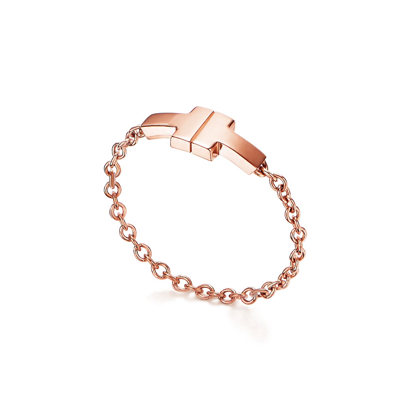 Tiffany T chain ring in 18k rose gold 