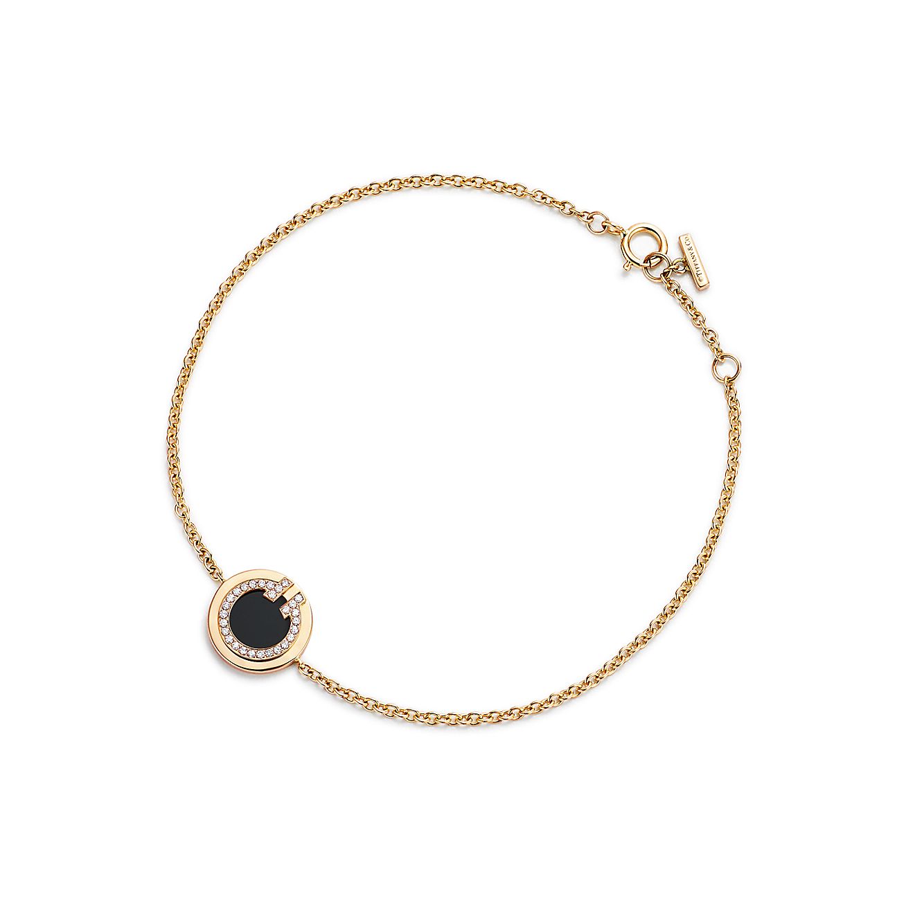 Tiffany T Circle Armband Mit Diamant Und Schwarzem Onyx In 18 Karat Gold Tiffany Co