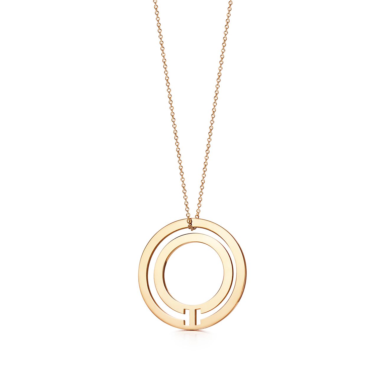 Tiffany T circle pendant in 18k gold 