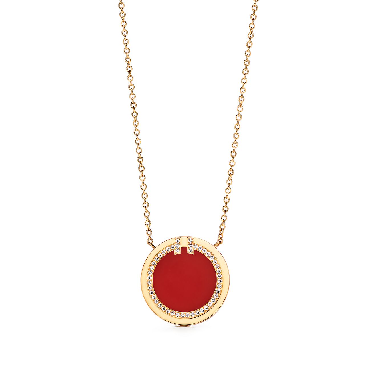 Tiffany T Diamond and Carnelian Circle Pendant