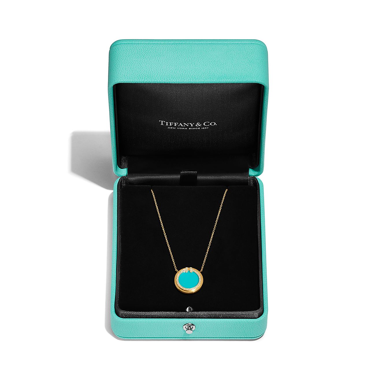 Tiffany T Diamond and Turquoise Circle Pendant