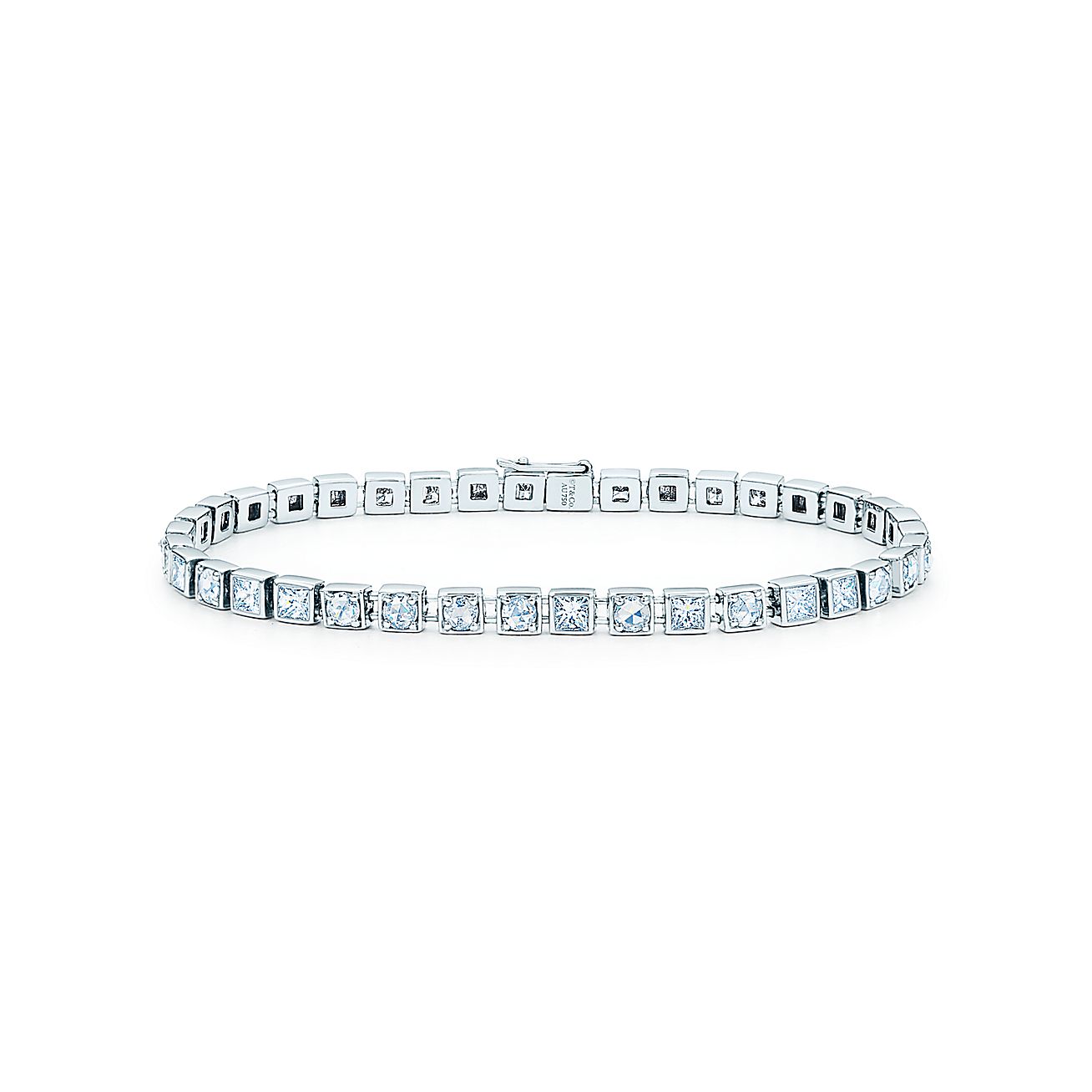 Tiffany T diamond line bracelet in 18k white gold, medium. | Tiffany & Co.