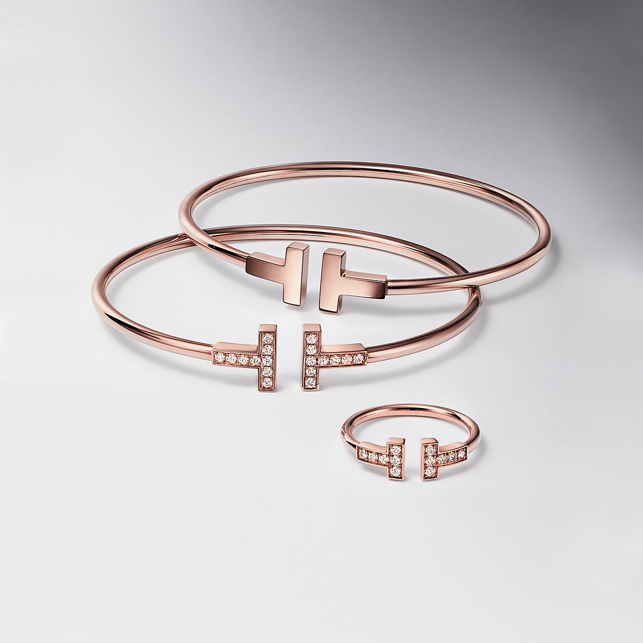 Tiffany T Diamond Wire Bracelet in Rose Gold | Tiffany & Co. US