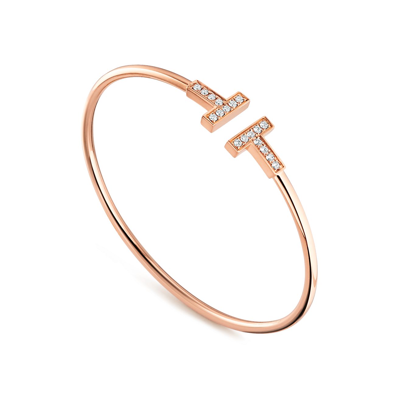 Tiffany T Diamond Wire Bracelet in Rose Gold | Tiffany & Co. US