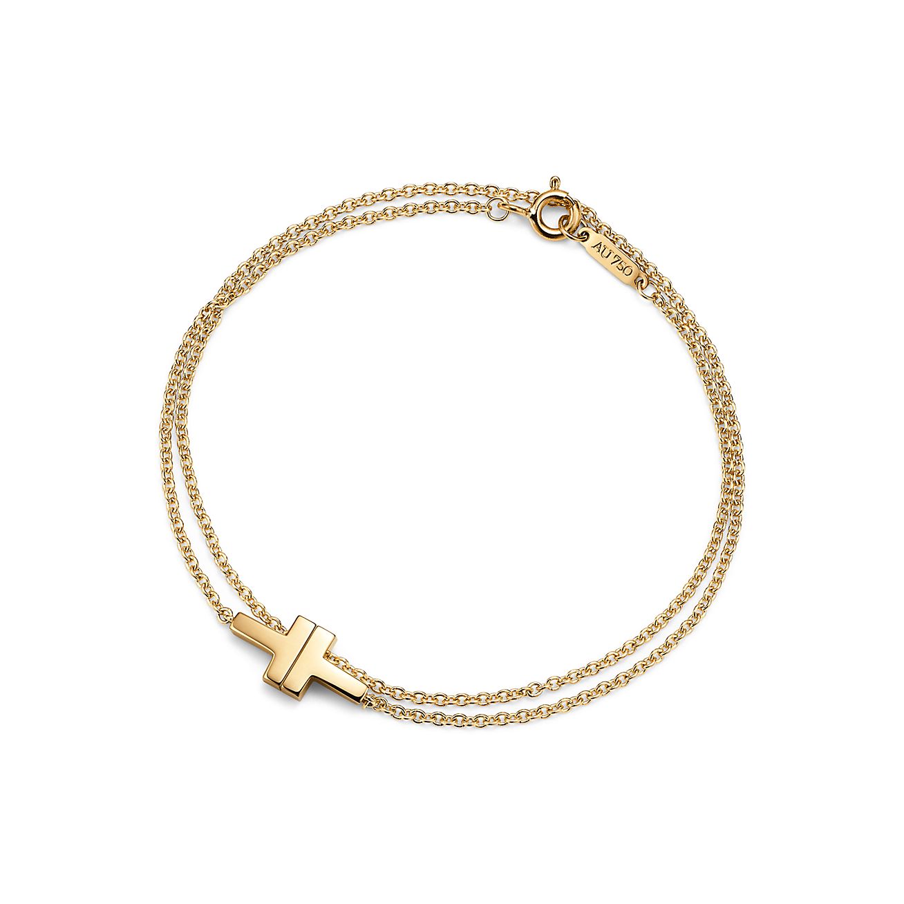 double chain bracelet in 18k gold 