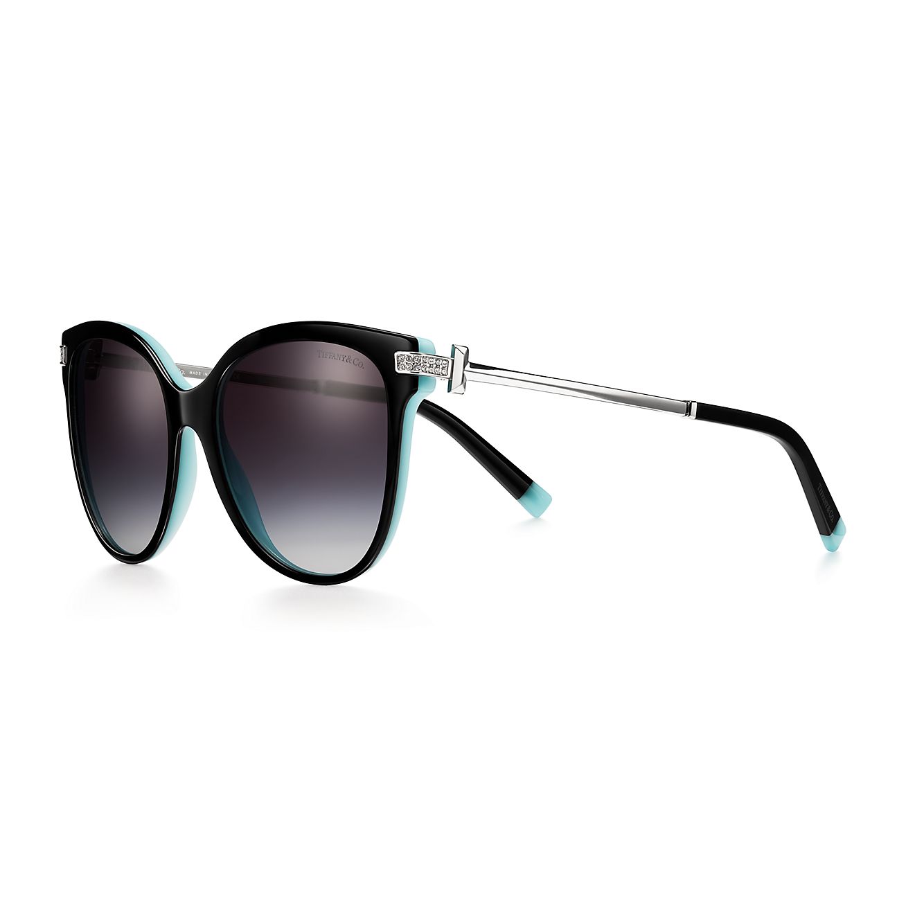 Gafas de sol T en acetato negro con cristales en gris degradado | Tiffany & Co.