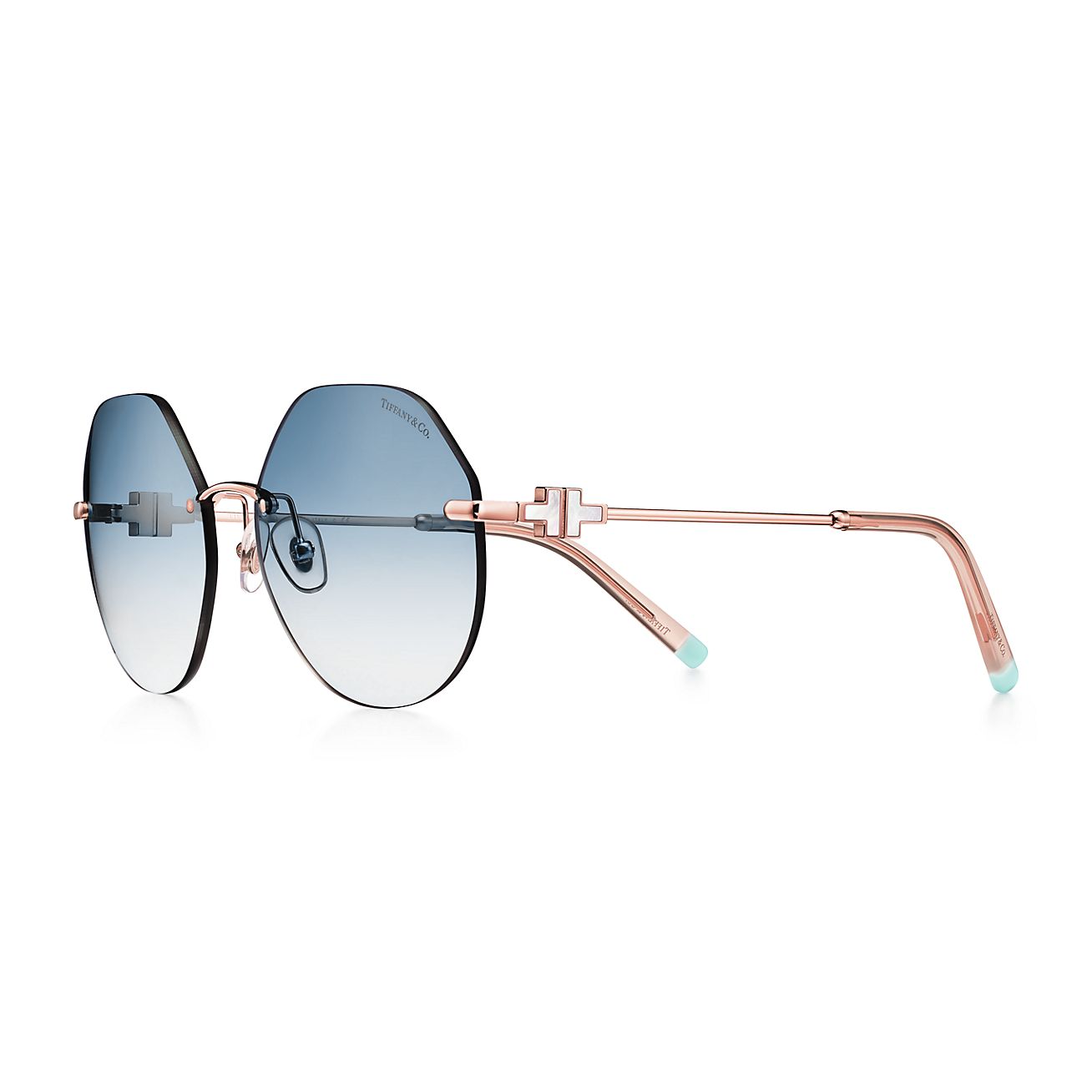 Tiffany T Hexagonal Sunglasses in Rose Gold-colored Metal with