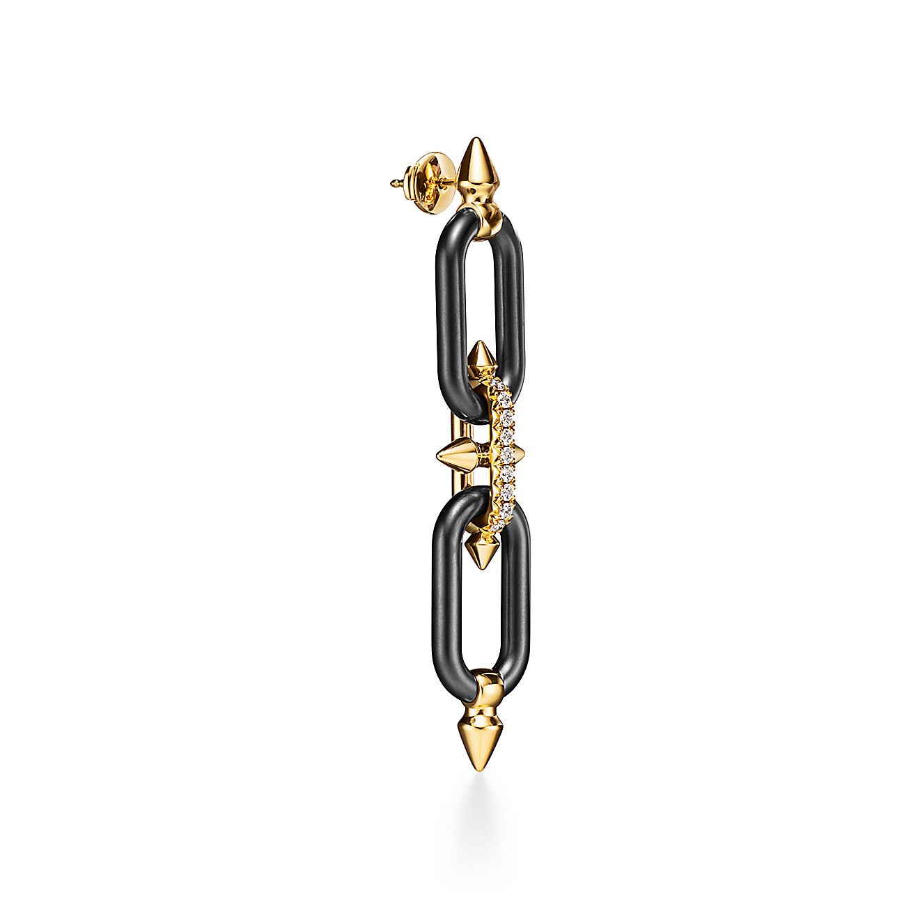 Tiffany Titan by Pharrell Williams Earrings in Titanium, Gold and Diamonds - Alternate shot 1