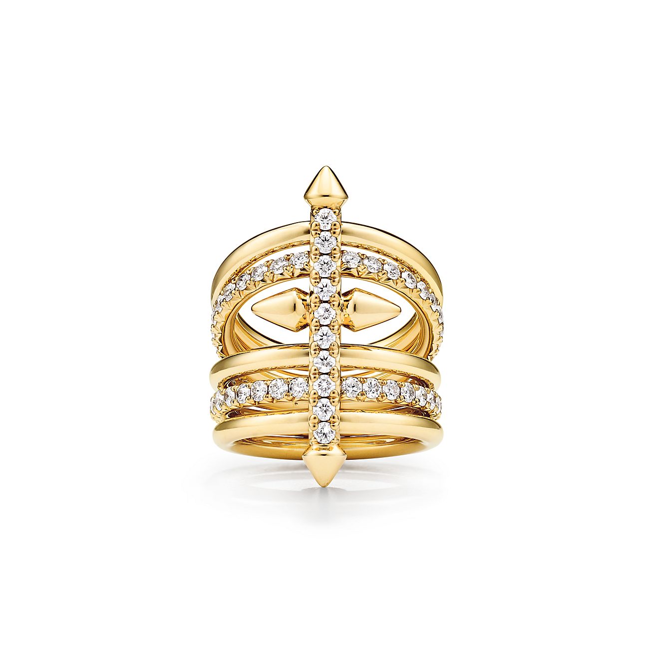 Tiffany Titan By Pharrell Williams Five Row Ring In Gold With Diamonds Tiffany And Co 4608