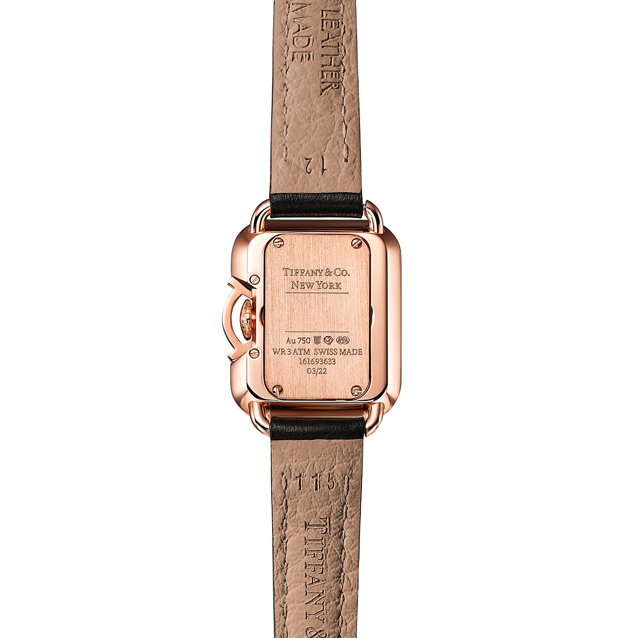 Tiffany T limited edition 22 x 26 mm rectangle watch in rose gold 