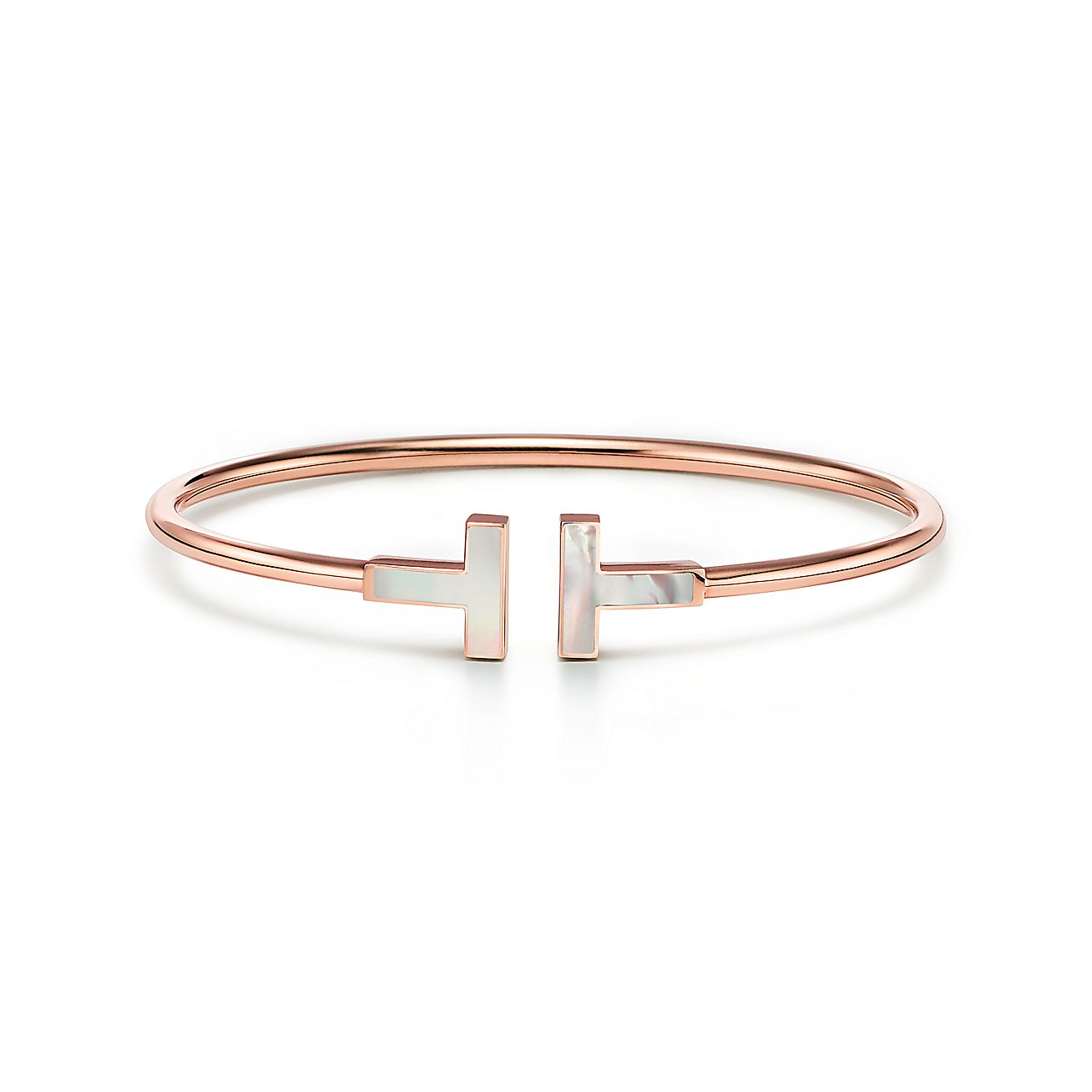 Tiffany T Mother Of Pearl Wire Bracelet In 18k Rose Gold Medium Tiffany Co