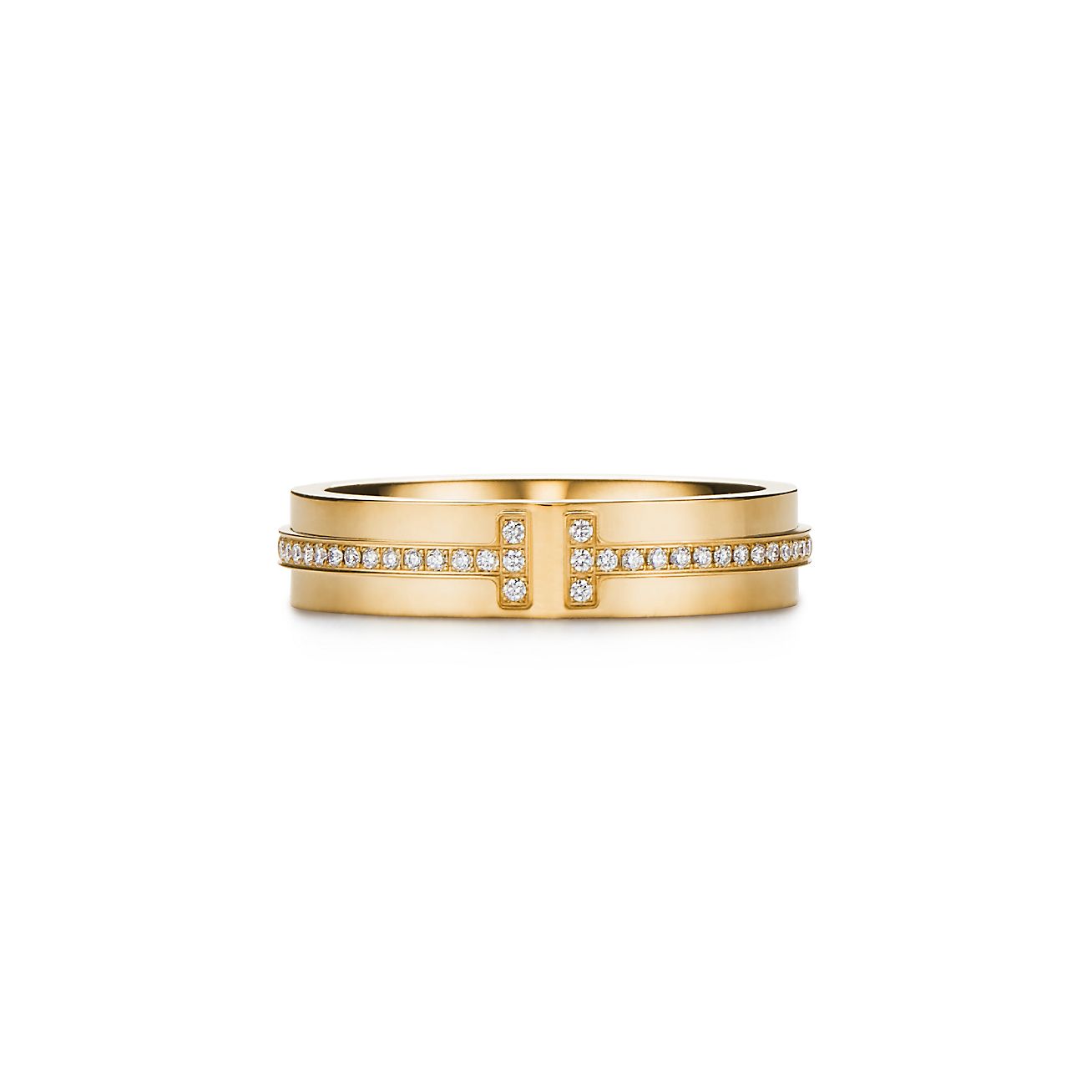 Tiffany T narrow diamond ring in 18k gold, 4.5 mm wide. | Tiffany & Co.