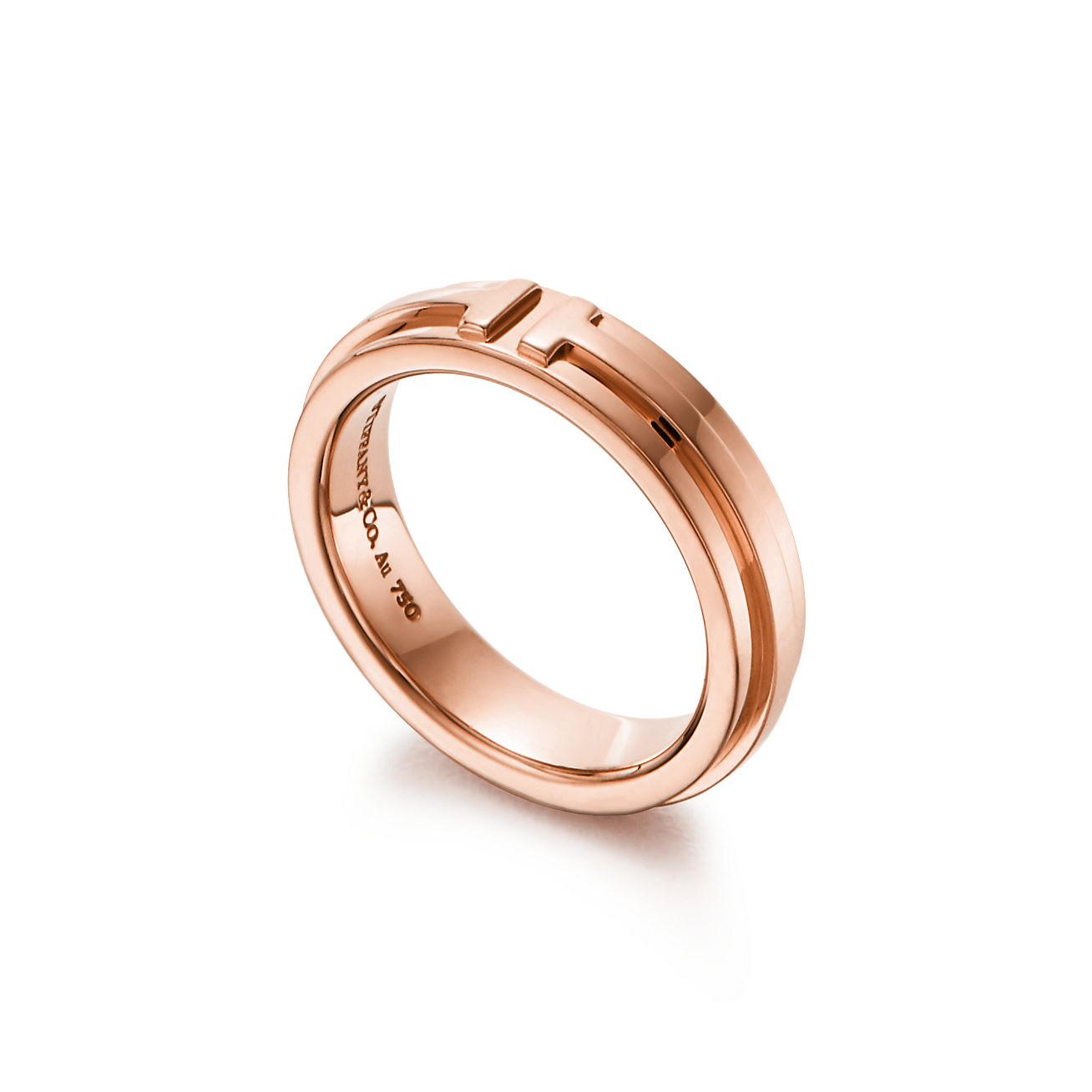 Tiffany T narrow ring in 18k rose gold, 4.5 mm wide. | Tiffany & Co.