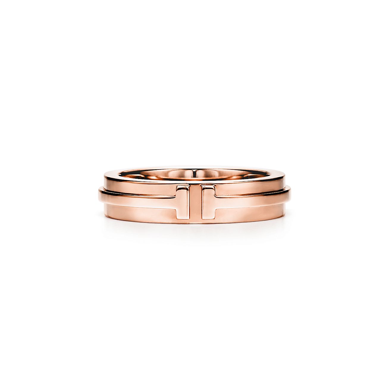 Tiffany T narrow ring in 18k rose gold, 4.5 mm wide. | Tiffany & Co.