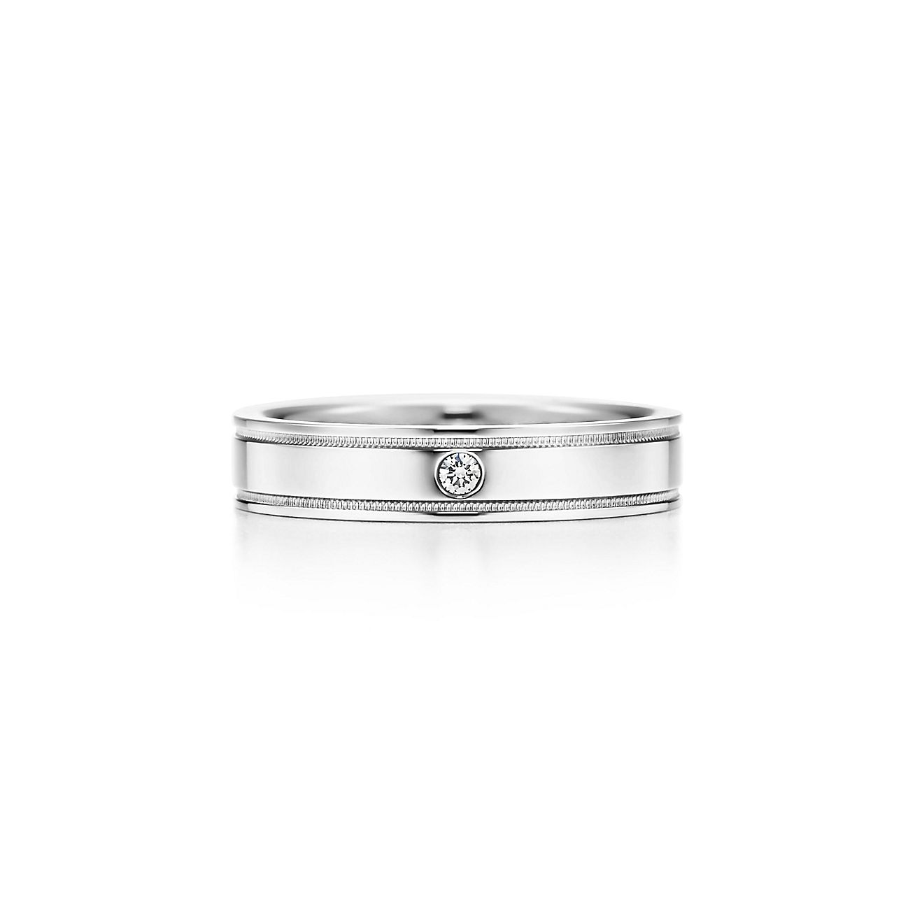 Tiffany Together Double Milgrain Band Ring in Platinum with a