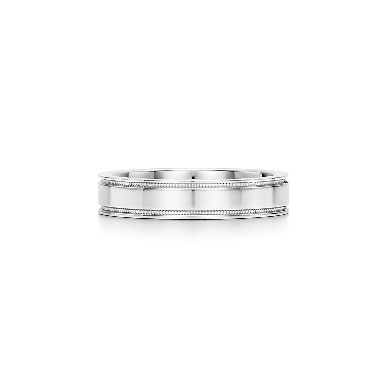 Tiffany Together Double Milgrain Band Ring in Platinum, 4 mm Wide 