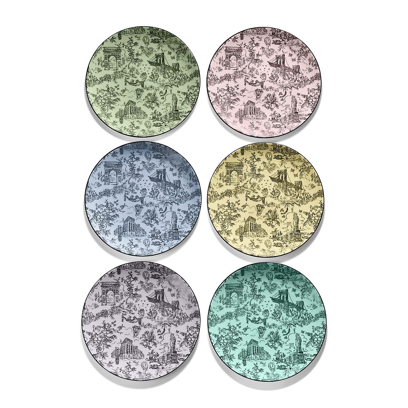 Tiffany Toile Dessert Plates in Bone China, Set of Six | Tiffany