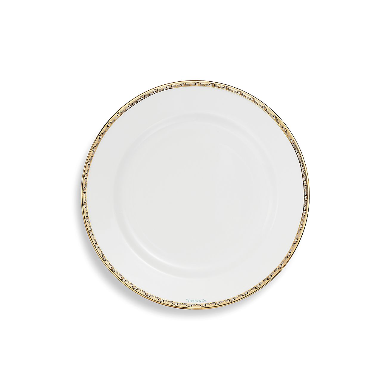 Tiffany T True Dessert Plate with a Hand-painted Gold Rim