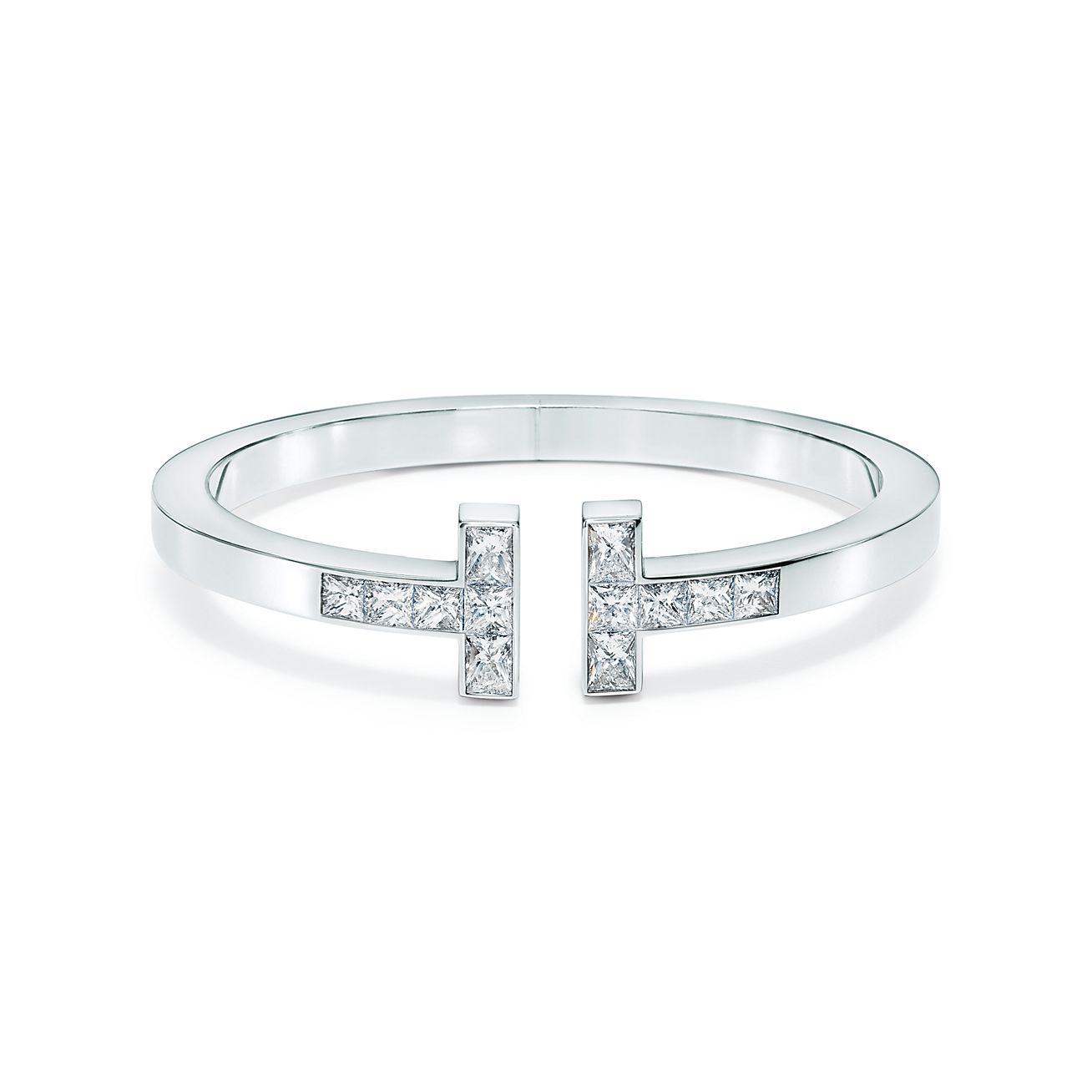 Tiffany T T1 narrow diamond hinged bangle in 18k white gold medium  Tiffany  Co