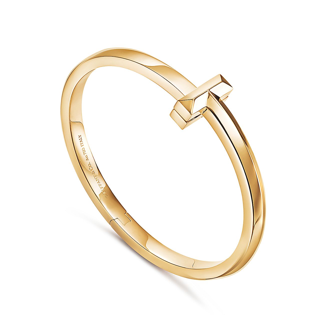Tiffany T T1 Wide Hinged Bangle in Yellow Gold - Alternate shot 1