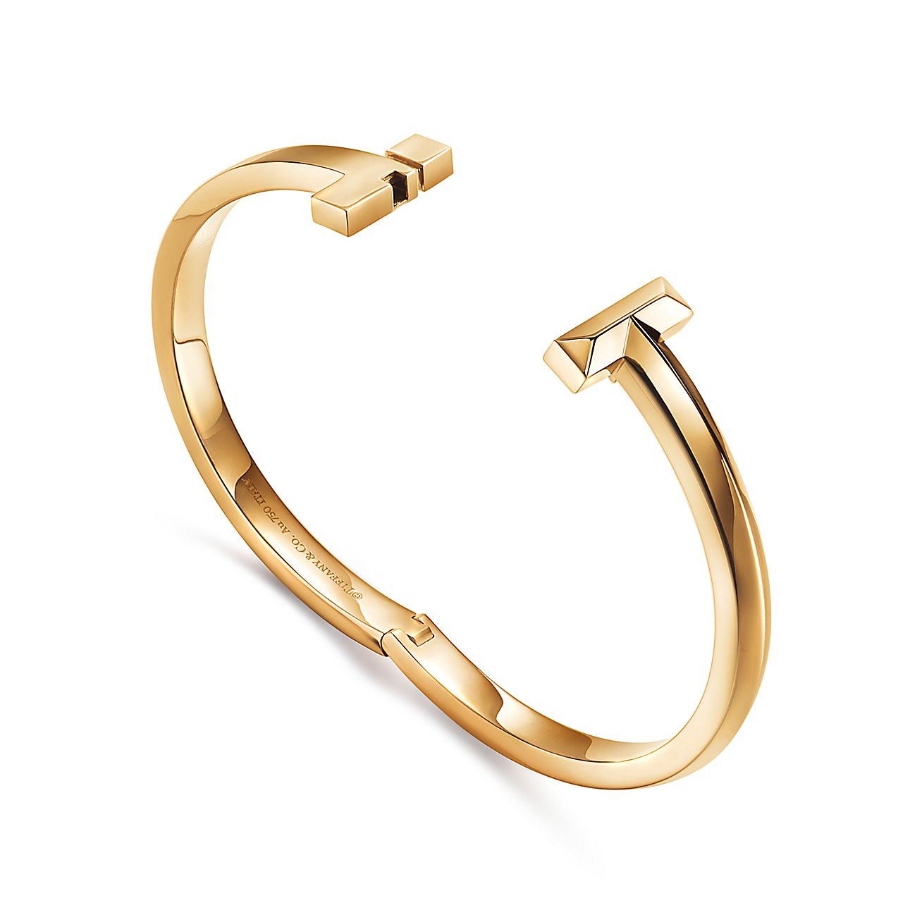 Tiffany T T1 Wide Hinged Bangle in Yellow Gold - Alternate shot 1 - Alternate shot 2