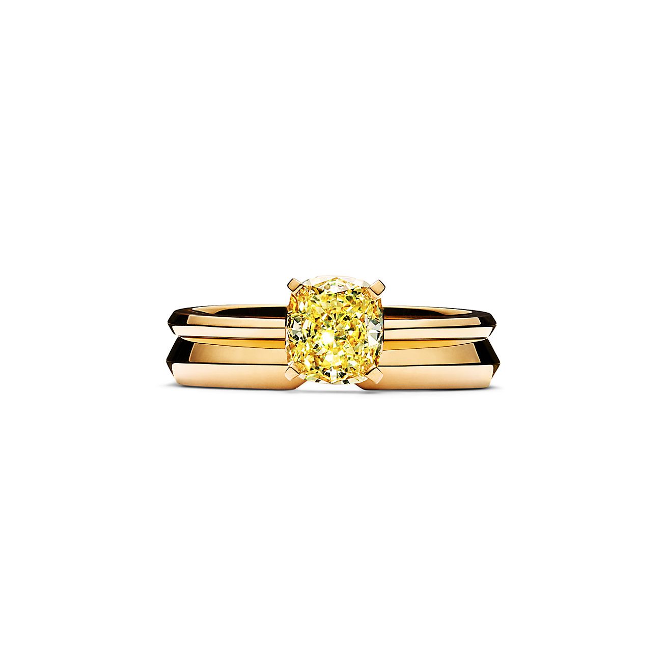Platinum and 18KT Yellow Gold Fancy Yellow Diamond Ring