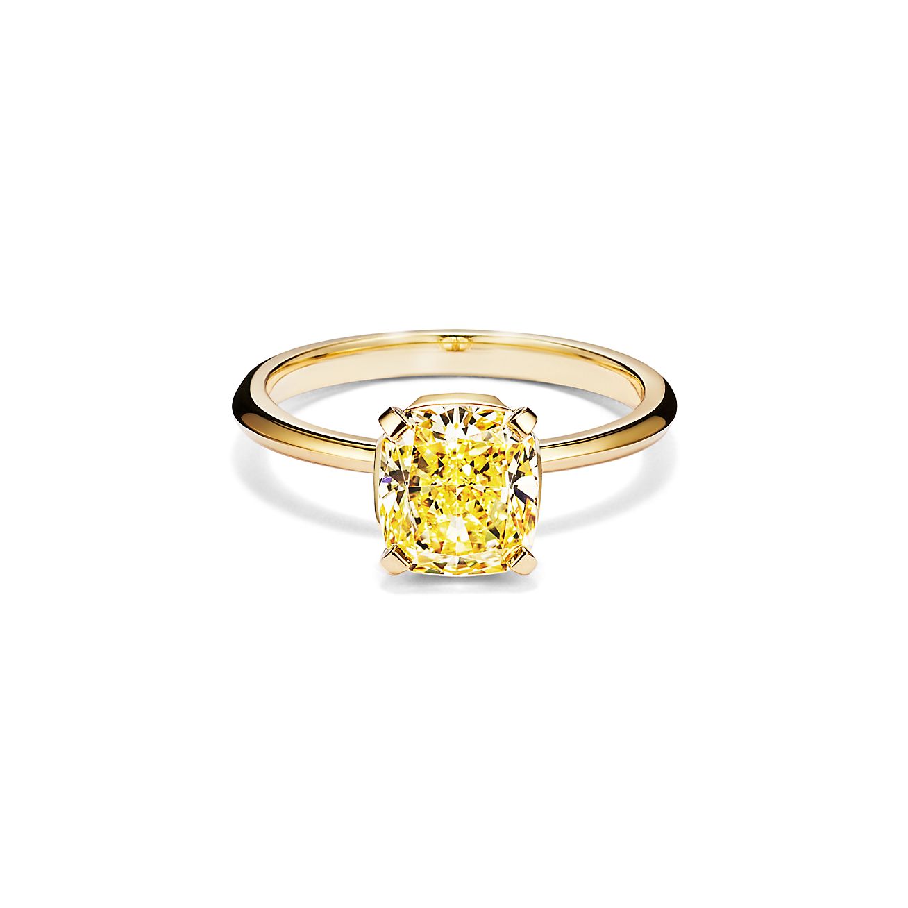 tiffany true engagement ring with a cushion cut yellow diamond in 18k yellow gold 63515027 998457 ED