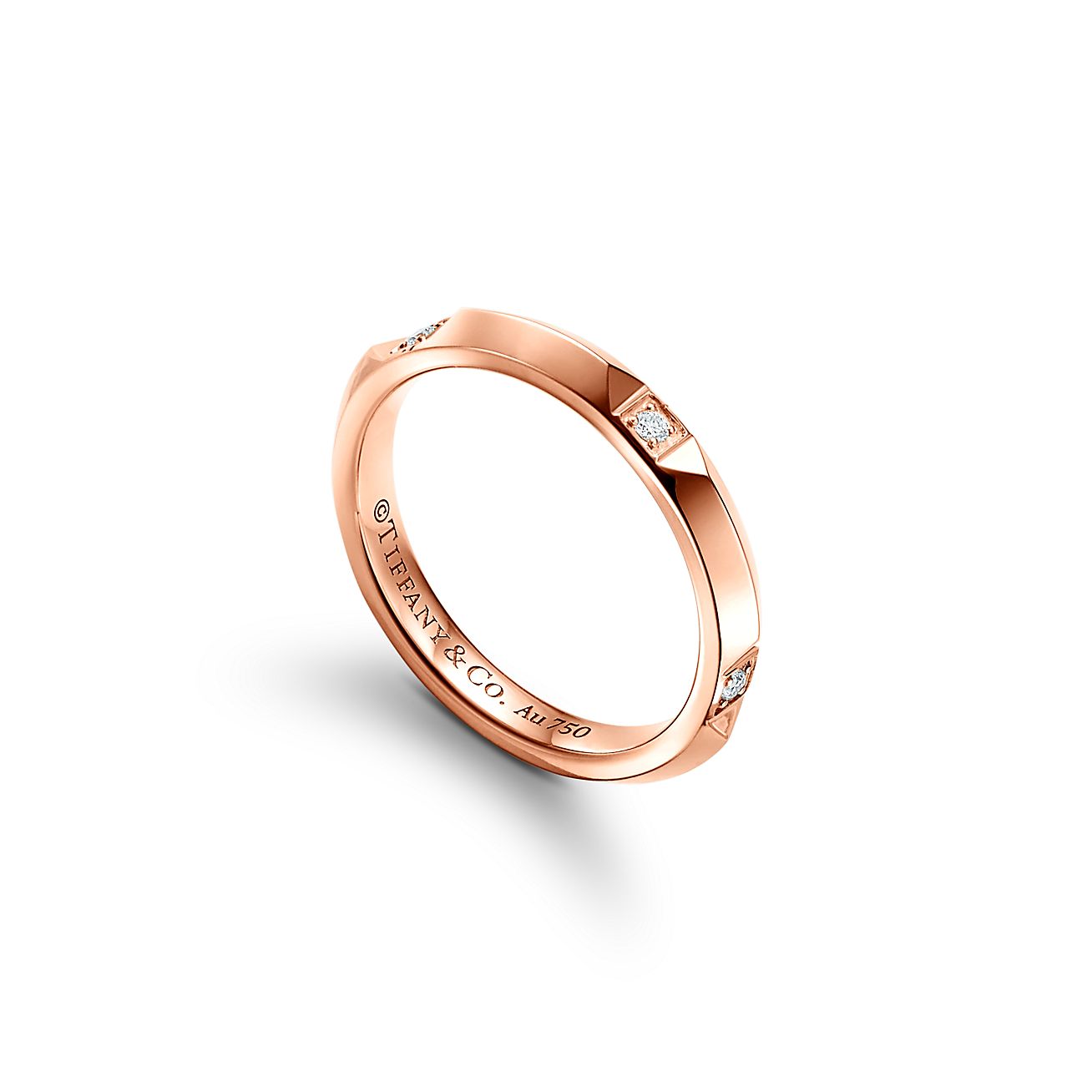 Tiffany True band ring in 18k rose gold with diamonds, 2.5 mm wide