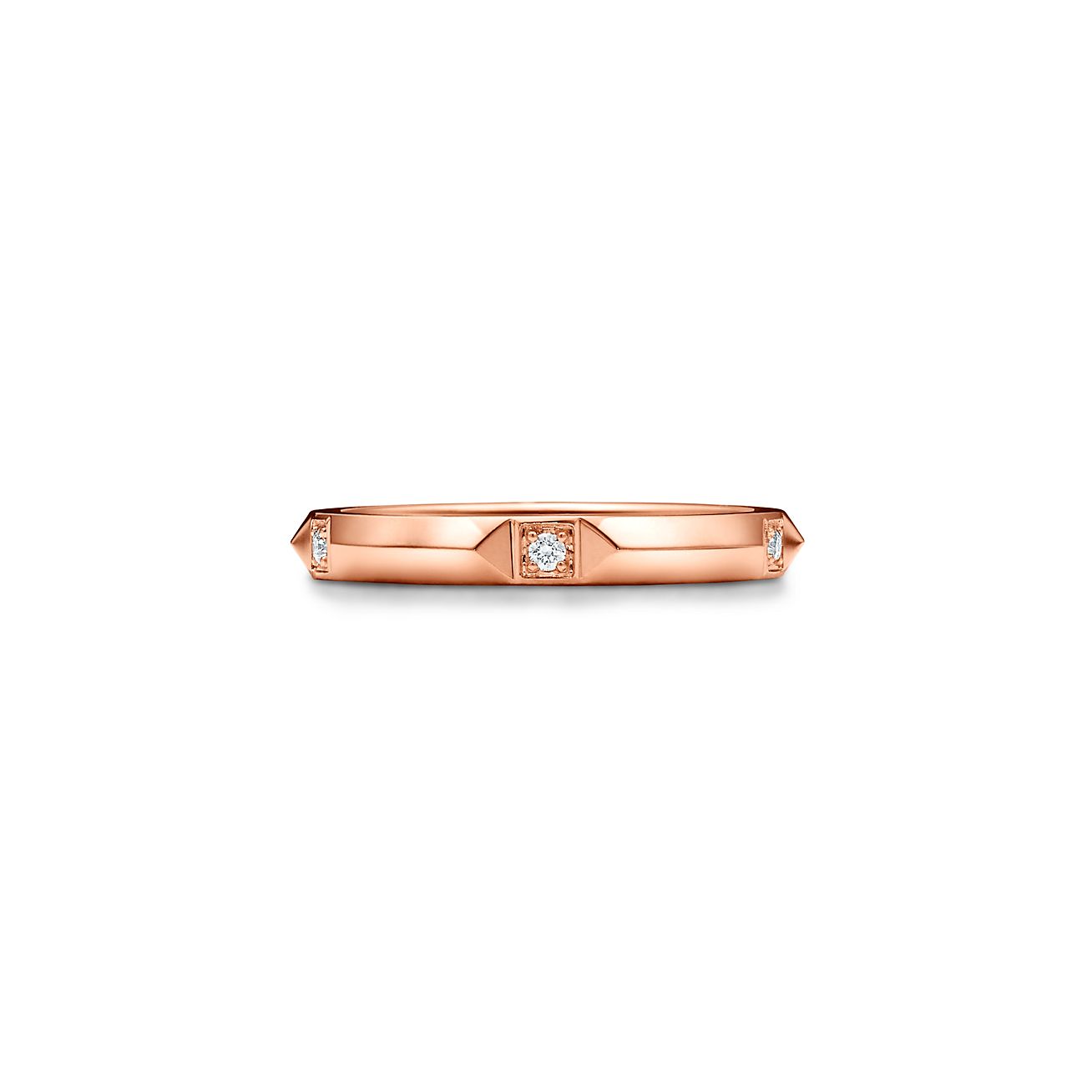 Tiffany True band ring in 18k rose gold with diamonds, 2.5 mm wide