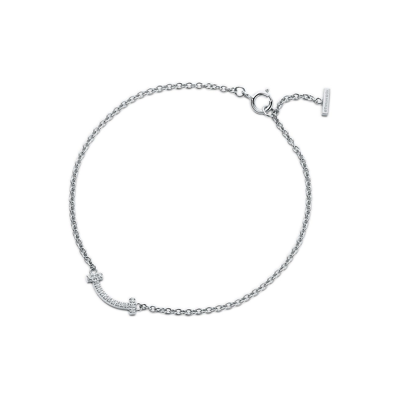 Tiffany T Smile Bracelet in White Gold with Diamonds