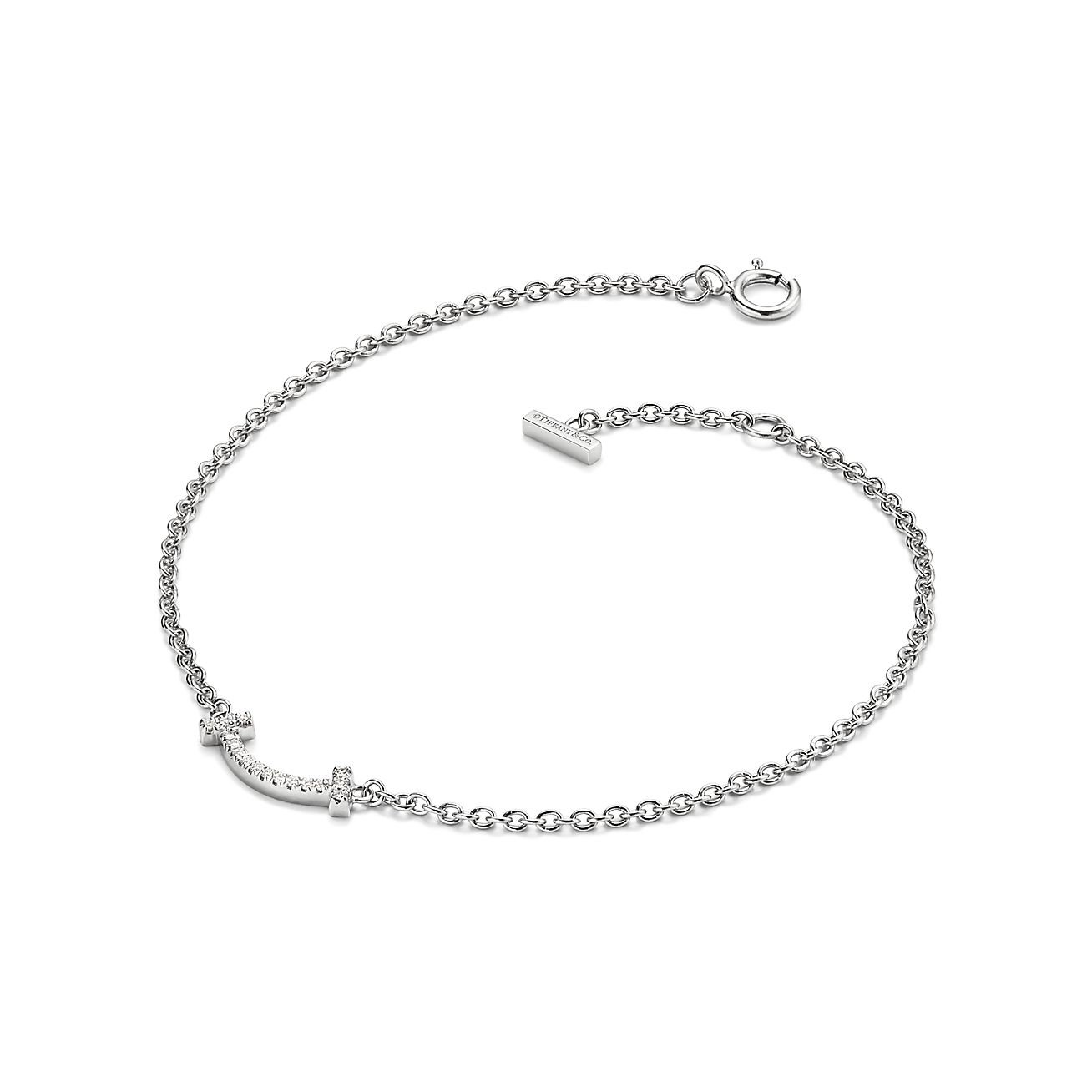 Tiffany T Smile Bracelet in White Gold with Diamonds - Alternate shot 1