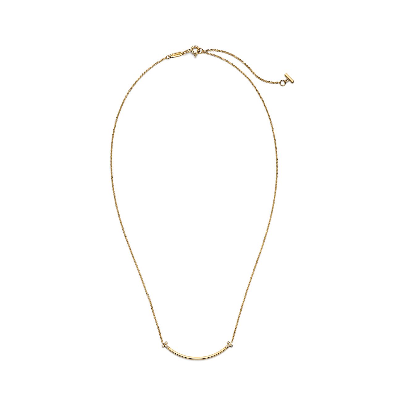 Tiffany T Smile Small Pendant in Yellow Gold with Diamonds - Alternate shot 1