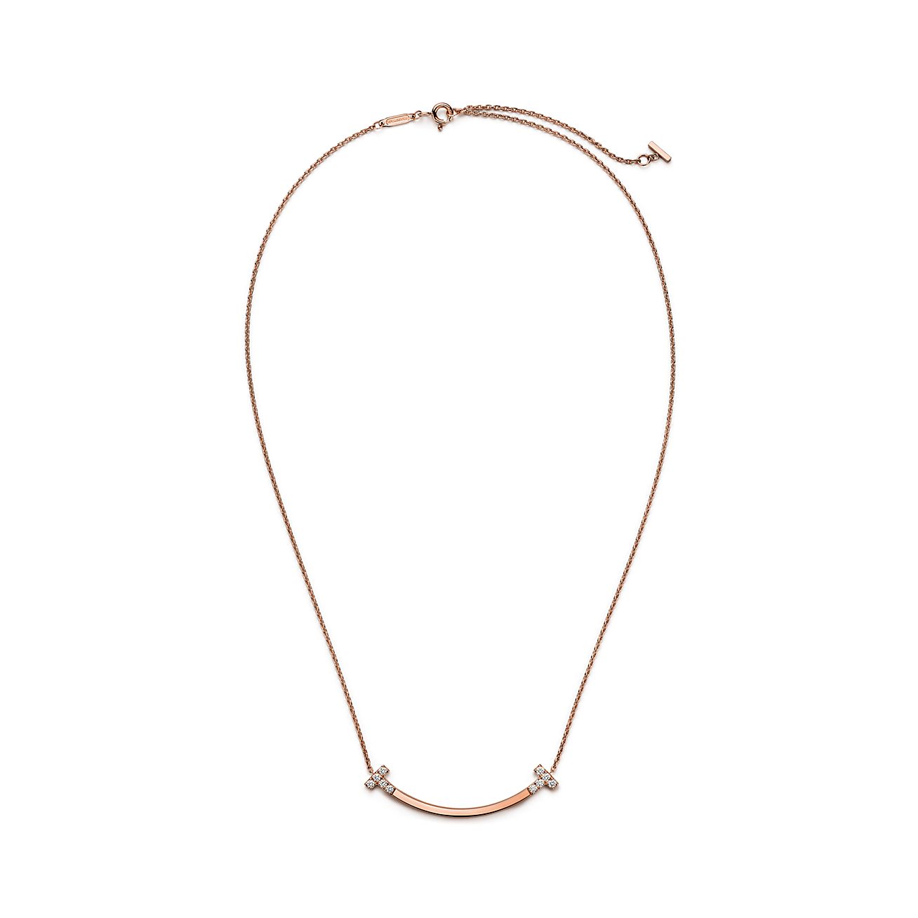 Tiffany T Smile Medium Pendant in Rose Gold with Diamonds - Alternate shot 1