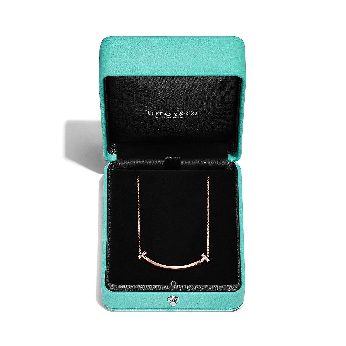 Tiffany T Smile Medium Pendant in Rose Gold with Diamonds - Alternate shot 1 - Alternate shot 2 - Alternate shot 3 - Alternate shot 4
