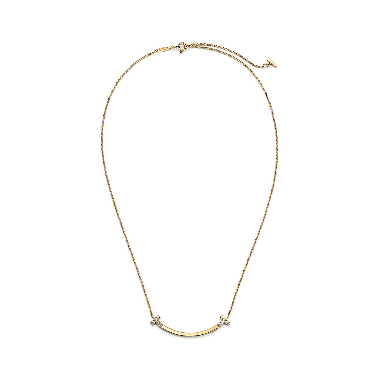 Tiffany T Smile Medium Pendant in Yellow Gold with Diamonds - Alternate shot 1