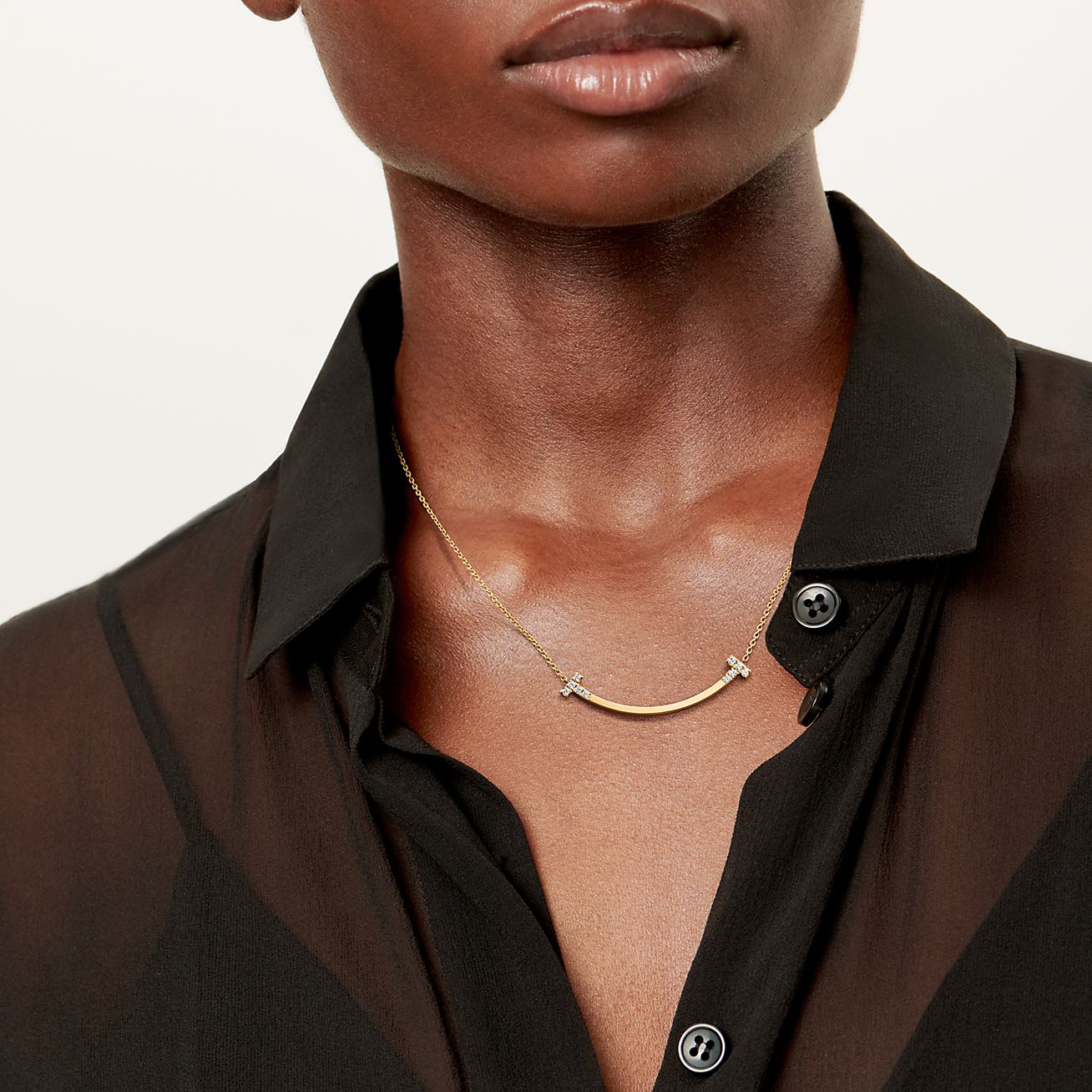 Tiffany T Smile Medium Pendant in Yellow Gold with Diamonds - Alternate shot 1 - Alternate shot 2 - Alternate shot 3 - Alternate shot 4 - Modal shot 1