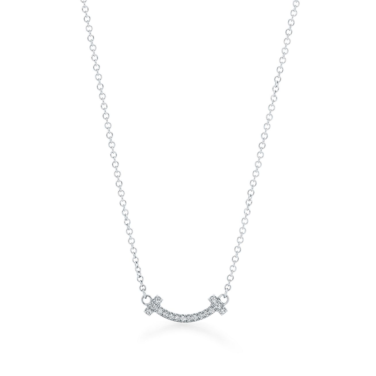 Tiffany & Co. 750 Large Smile T Diamond Necklace, 18
