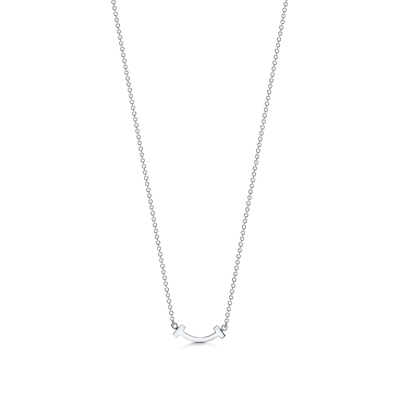 Tiffany T smile pendant in 18k white gold with diamonds