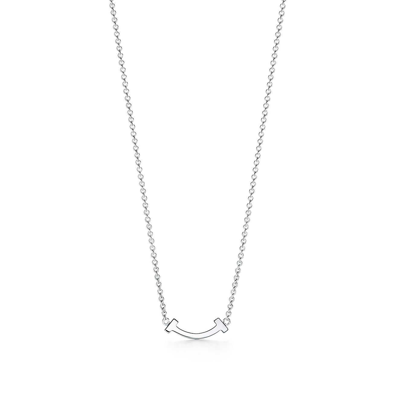 Tiffany T smile pendant in 18k white gold, mini. | Tiffany & Co.
