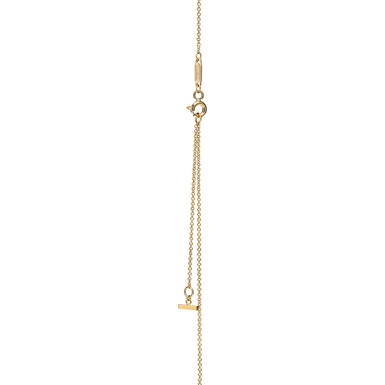 Tiffany T Smile Small Pendant in Yellow Gold with Diamonds